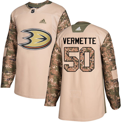 Adidas Ducks #50 Antoine Vermette Camo Authentic Veterans Day Stitched NHL Jersey - Click Image to Close